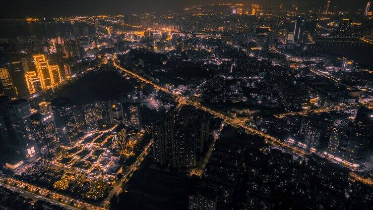 8K广东珠海城市全景风光夜景黑金延时