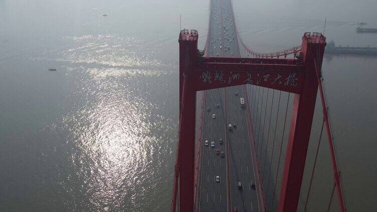 城市地标航拍武汉鹦鹉洲长江大桥网红桥视频