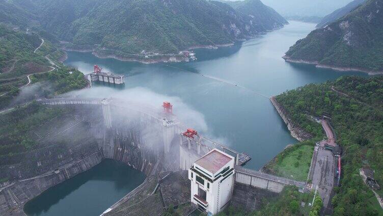 湖北宜昌清江画廊水库水闸航拍视频