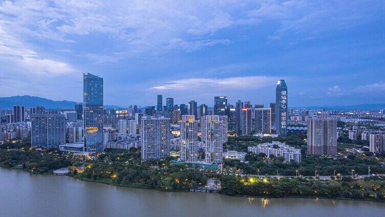 8K广东惠州城市天际线夜景航拍延时