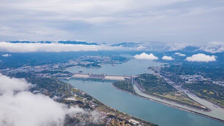 8K震撼长江三峡大坝全景自然风光延时