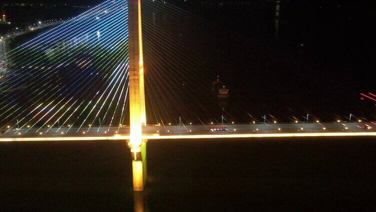 4K航拍重庆奉节夔门大桥夜景航拍视频