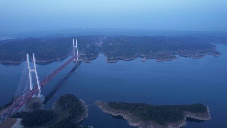 4K湖北丹江口水库特大桥航拍