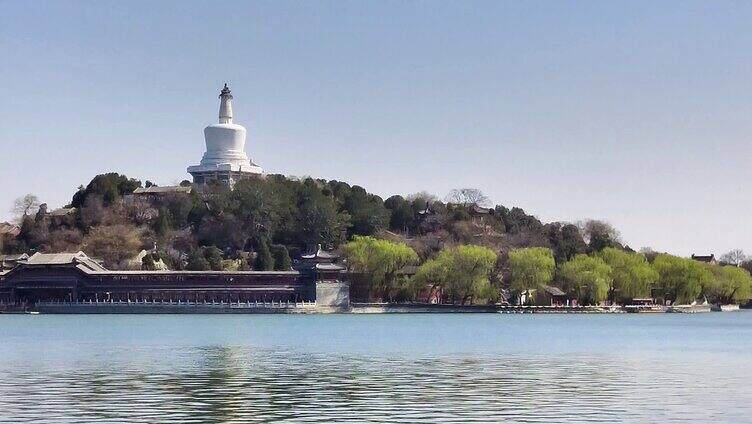 北京北海公园白塔空镜头