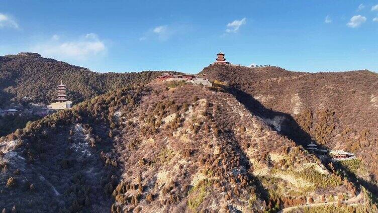 航拍 山西太原太山龙泉寺风光