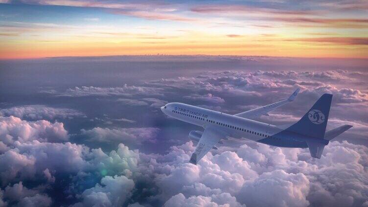 飞机飞行云层起飞