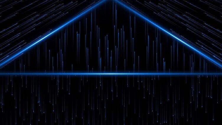 蓝色粒子光线三维空间舞台背景AE模板