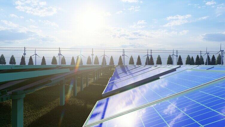 绿色新能源光伏太阳能面板发电