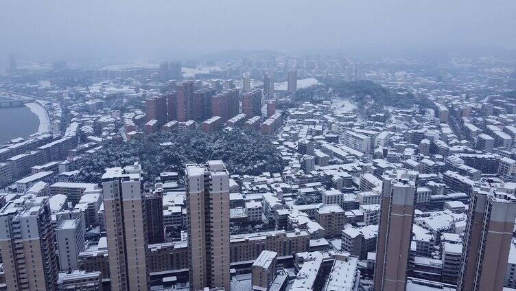 大雪之后的小县城银装素裹航拍素材