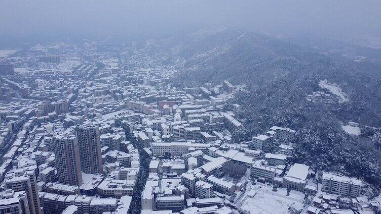 大雪之后的小县城银装素裹航拍素材