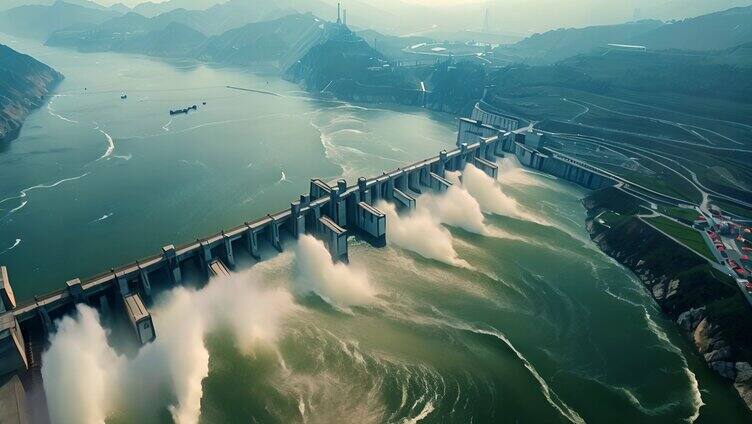三峡大坝泄洪震撼画面4K航拍