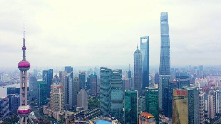 航拍上海城市建筑陆家嘴视频素材