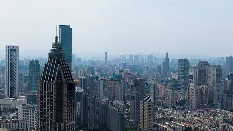 航拍南京城市大景地标鼓楼经济文化中心