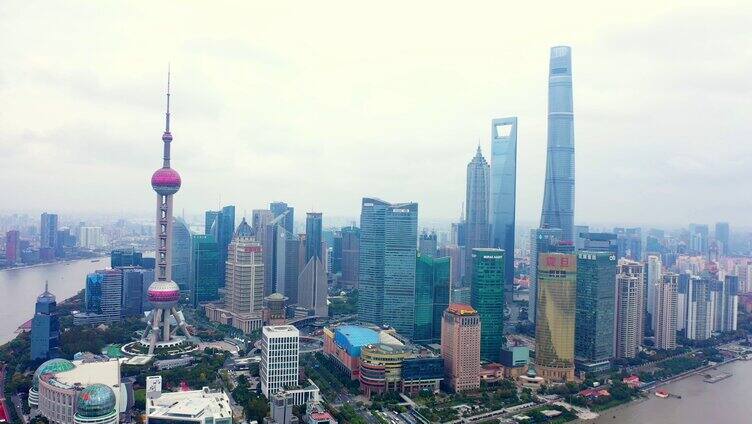 航拍上海城市建筑陆家嘴视频素材