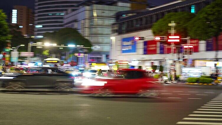 南宁市中心红绿灯路口夜景