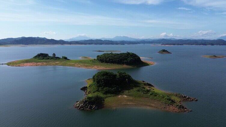  航拍海南松涛水库自然风光  