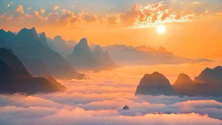 广西桂林山水青山绿水云海大山唯美大自然