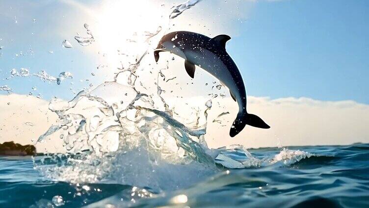 一只海豚优雅地跃出水面2