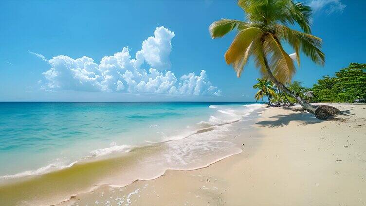 海南三亚海边沙滩椰树椰子树椰林