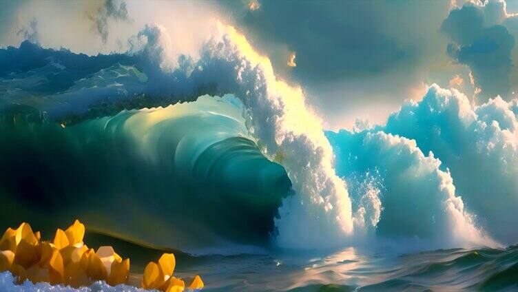 海洋海边海浪特写 唯美巨浪浪花波涛