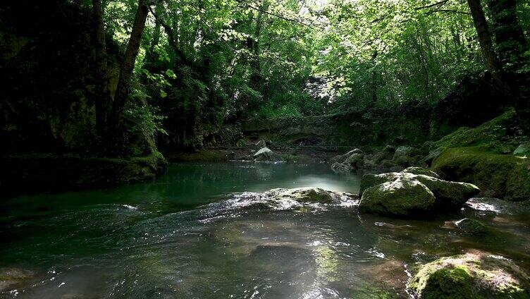 河流水自然森林宁静岩石特写山水