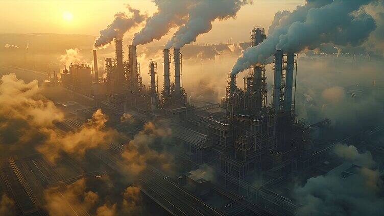 工业污染化工厂大气污染烟囱排放废气