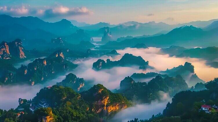 广西桂林山水青山绿水云海大山唯美大自然