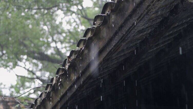 下雨下雨天的屋檐水滴