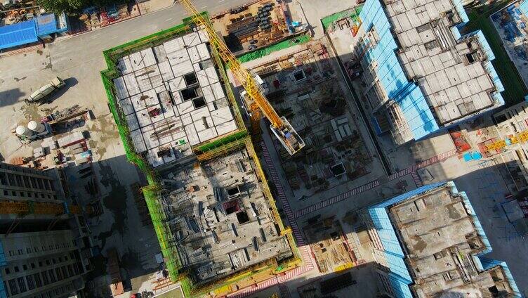 4k鸟瞰城市建筑工地-航拍