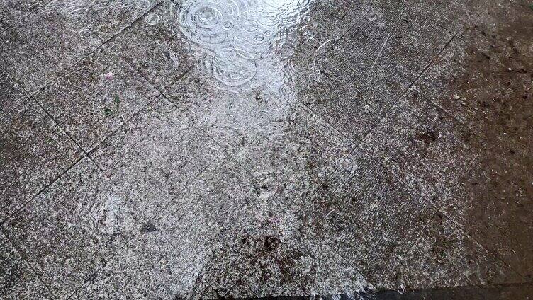 雨中地面的水滴