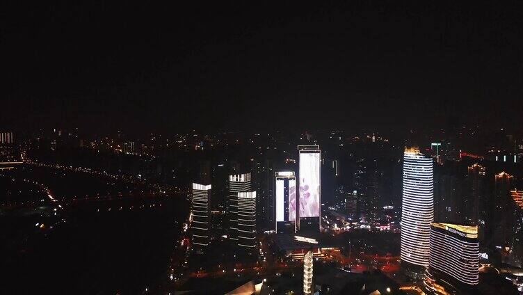 航拍城市道路车流夜景