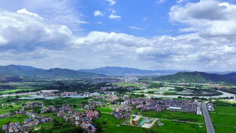 乡村田野晴空云动航拍 新农村 自然生活