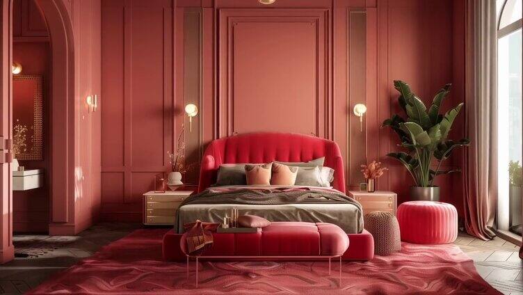8组豪华客厅装修效果红色沙发