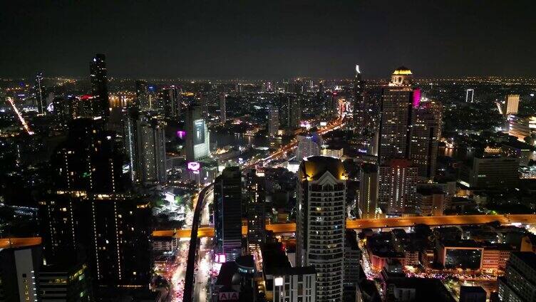 泰国曼谷夜景航拍