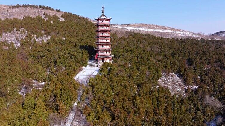 枣庄青檀寺初雪航拍