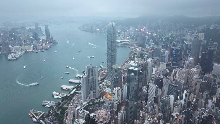 航拍香港维多利亚港全景（含维港夜景）