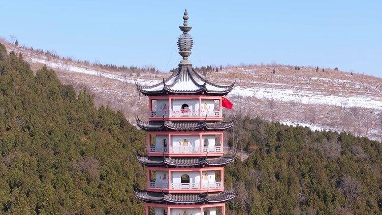 枣庄青檀寺初雪航拍