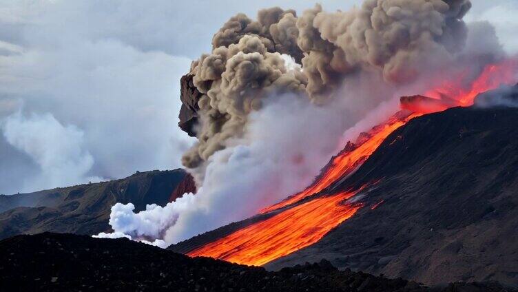火山爆发特写