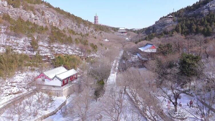 枣庄青檀寺初雪航拍