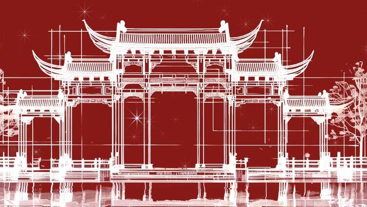 中式建筑古典舞台背景
