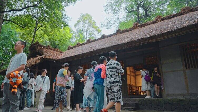 成都街景杜甫草堂茅屋故居