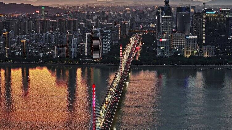 2024杭州西兴大桥夜景航拍
