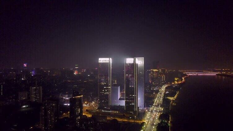 4k湖南发展集团大楼夜景