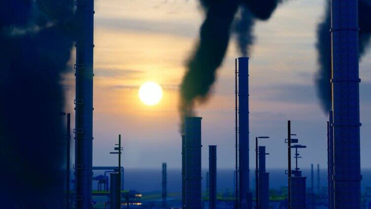 工厂烟筒排放废气污染空气