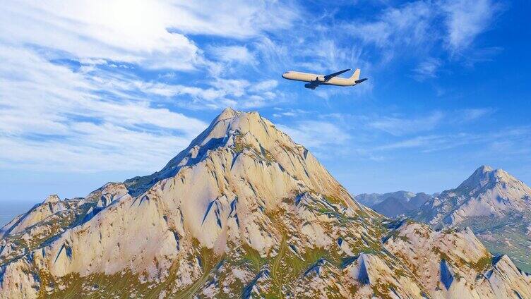 飞机飞过山顶