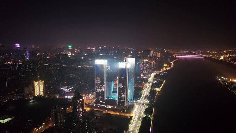 4k长沙夜景-湖南发展集团大厦