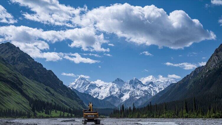 夏塔草原雪山延时