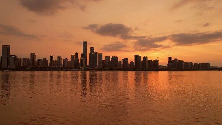 美丽长沙湘江新区城市夕阳