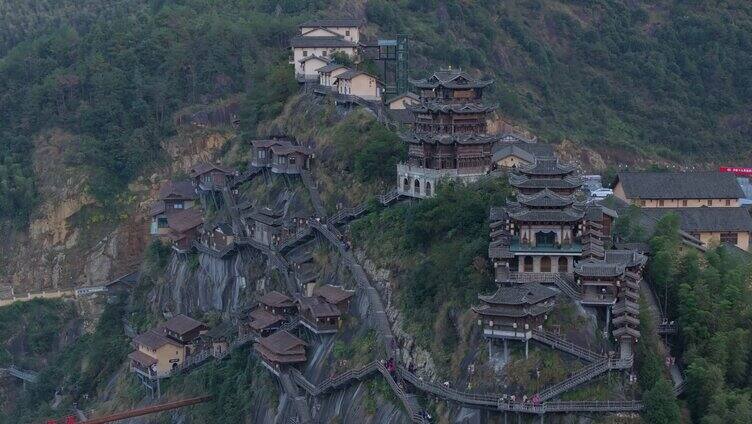 航拍江西上饶市望仙谷旅游度假区仙侠世界