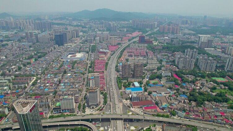 航拍长沙西枫林路城市全景